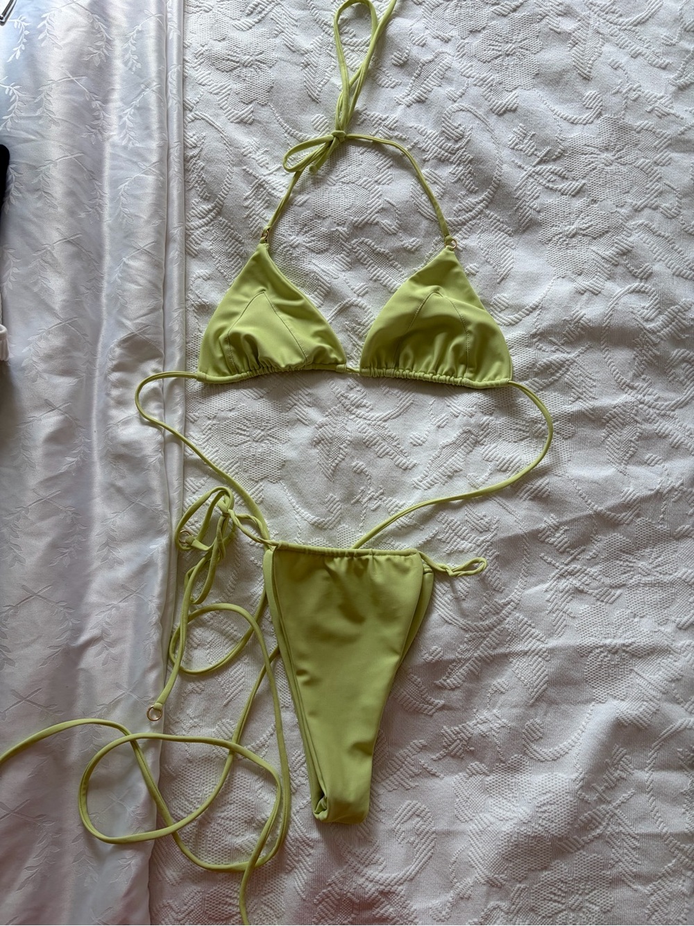 Heart of Sun Lime Triangle String Bikini Set